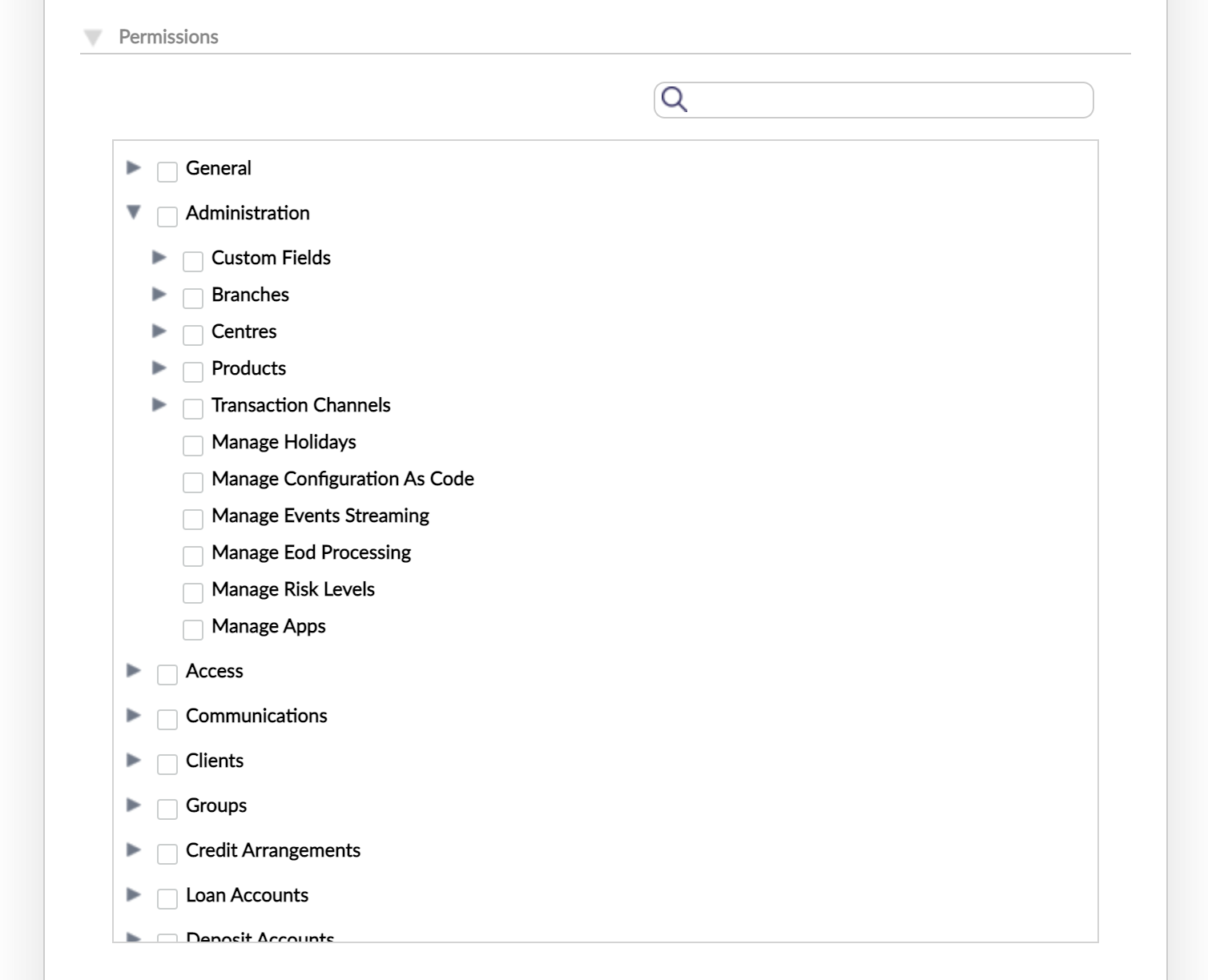 A list of permissions